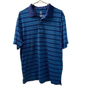 PGA Tour Golf Airflux Performance Polo Shirt Men Blue Large Active Short Sleeve
